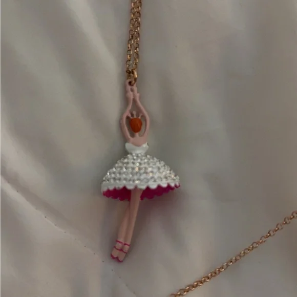 Betsey Johnson Pink and White Ballerina Earrings and Necklace - Picture 5 of 8